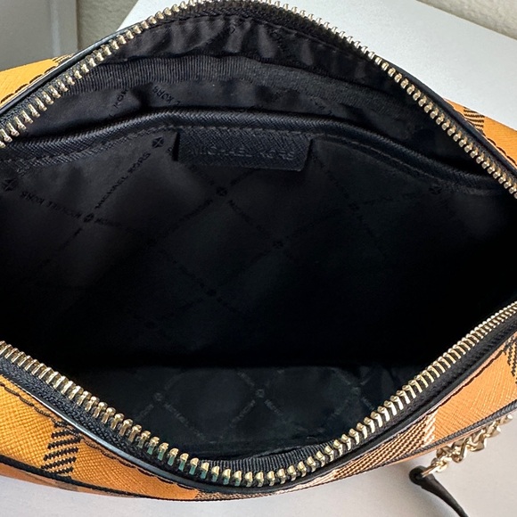 Michael Kors Plaid Crossbody Bag - Black, White, and Tan - Picture 10 of 12